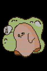 Mini small cute diamond painting kit “Sad Ghost” in soft green and beige tones, size 20x30cm, with 2,030 round drills in 8 colors plus 1 AB or Fairy Dust special drill. Perfect DIY mindful craft for beginners seeking calm.